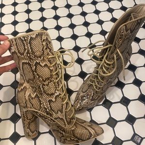 Never Worn Snake Print High Heel Boots